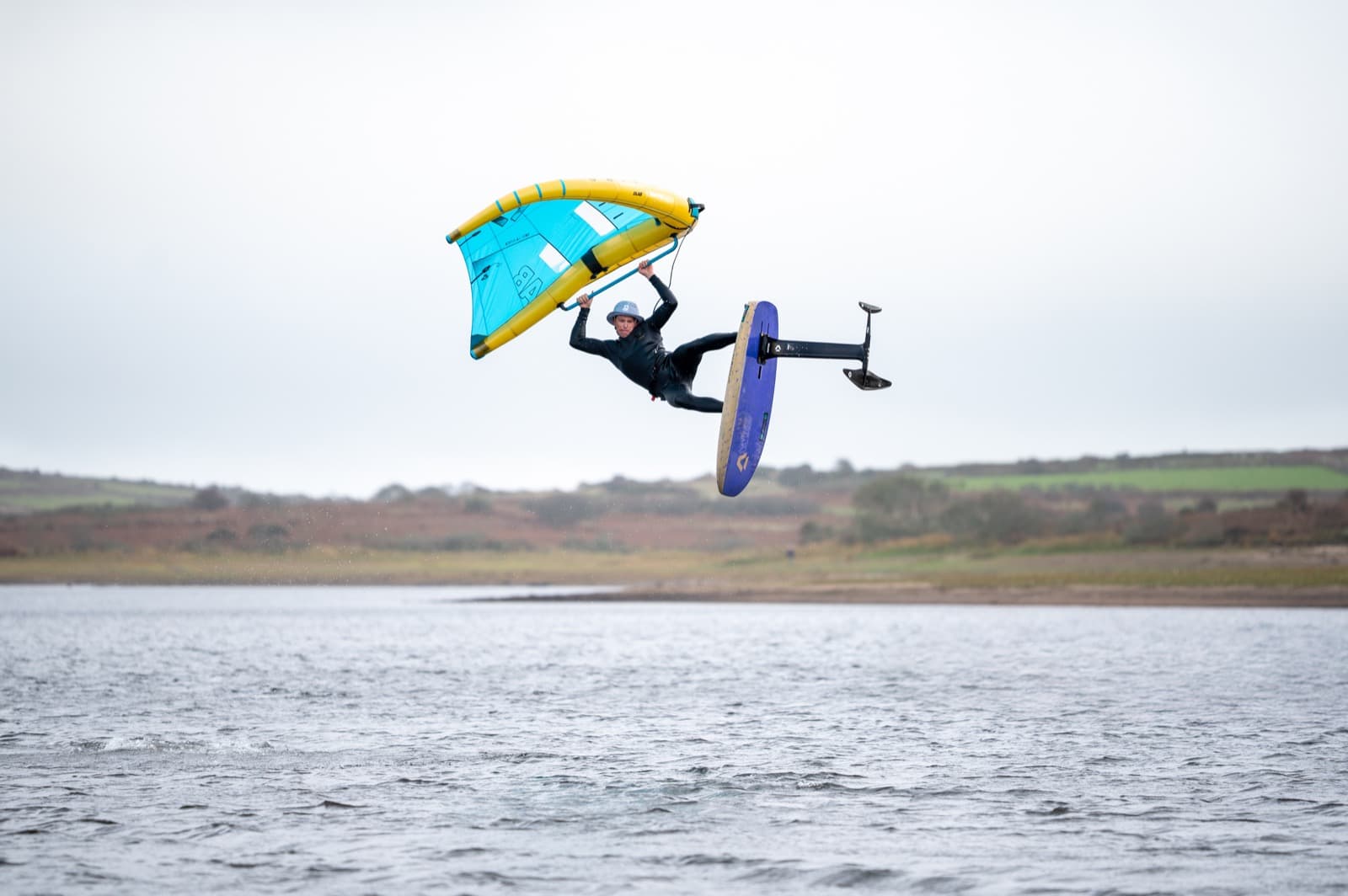 Toby mid-air over Stithians Lake