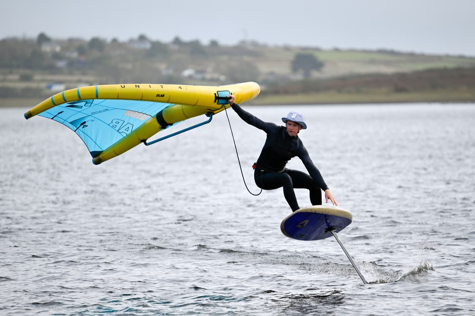 Toby foiling across Stithians Lake